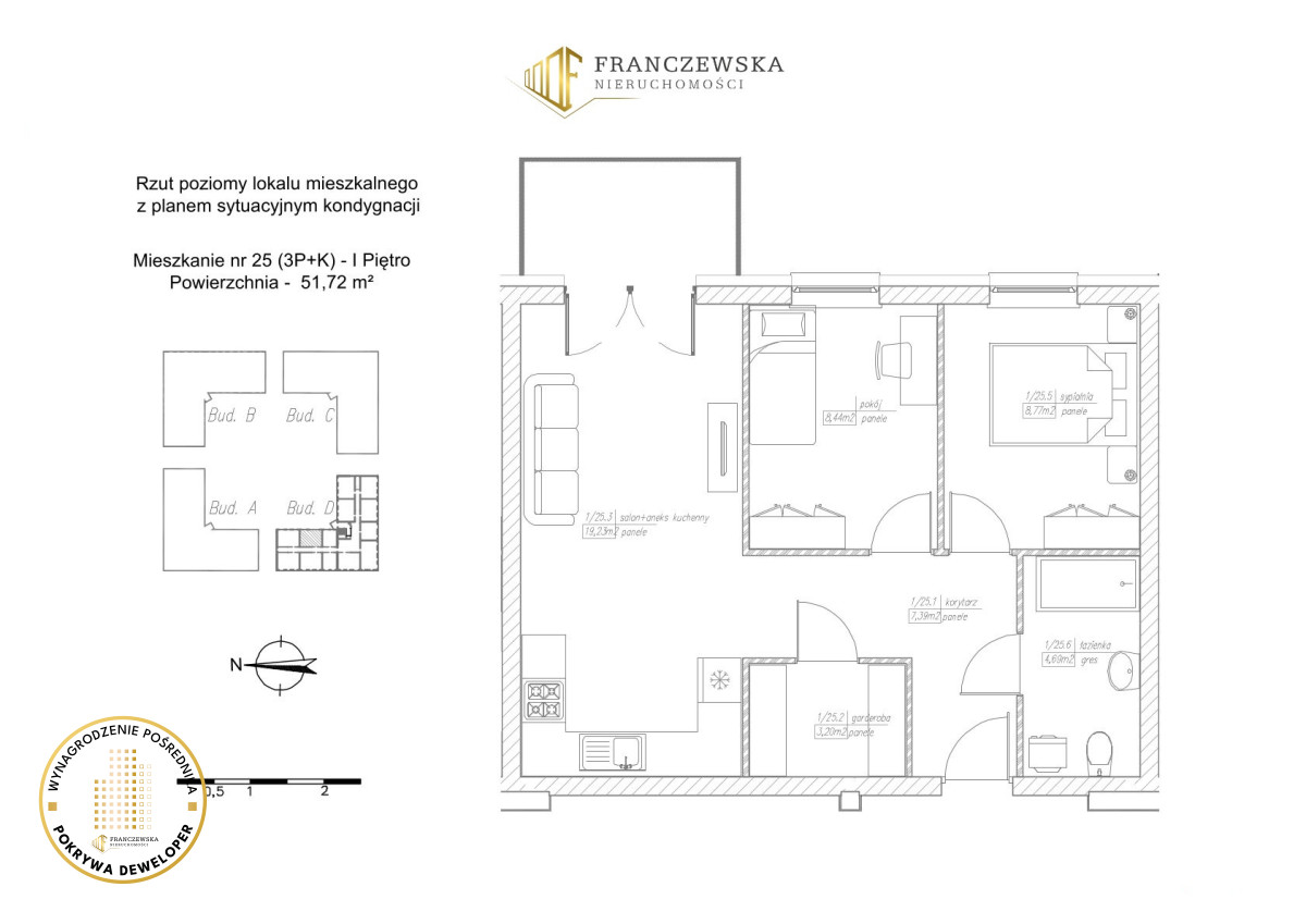 3-pokojowe mieszkanie z balkonem