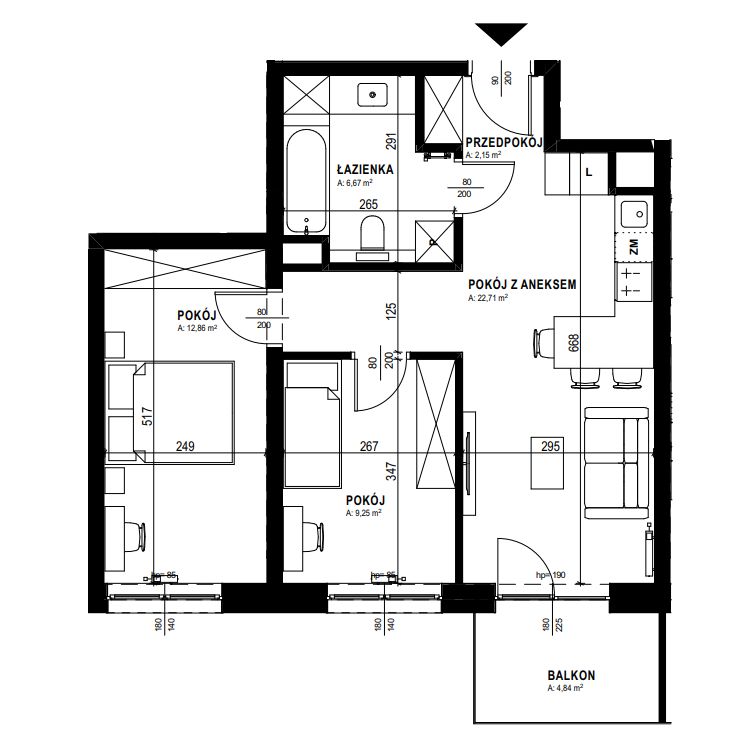 Mieszkanie 53,64 m2 | ul. Roztocze, Węglin