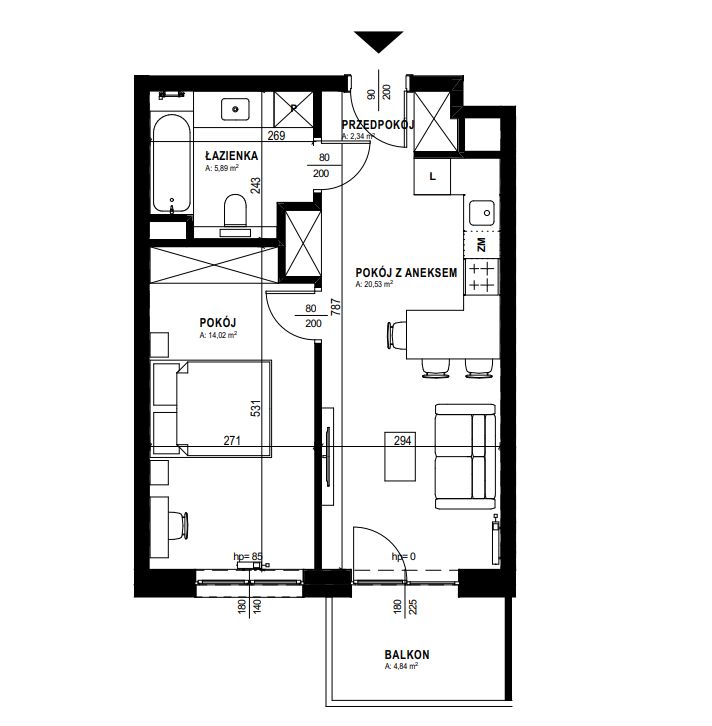 Mieszkanie 42,78 m2 | ul. Roztocze, Węglin