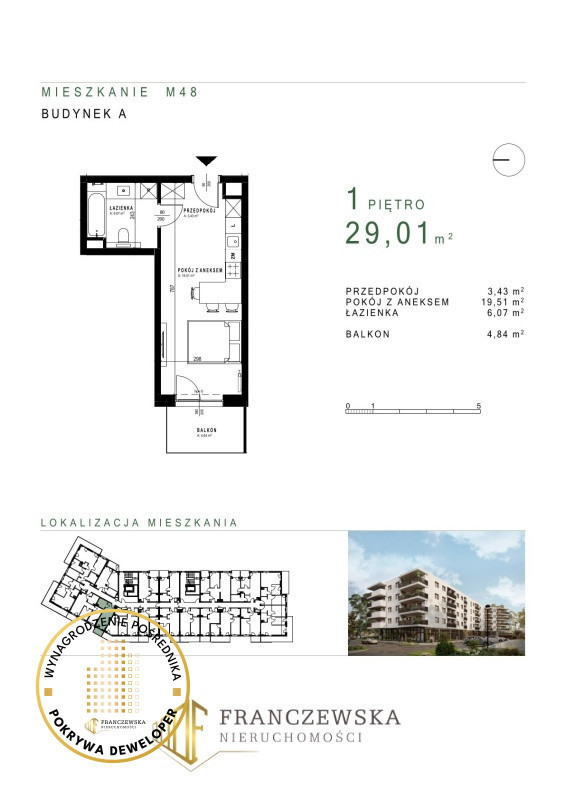 Gotowa kawalerka Czuby Roztocze 29,01 m2