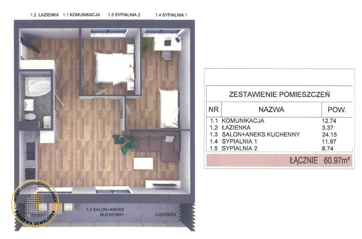 3 pokojowe mieszkania 60,97m2 Felin Urbanowicza