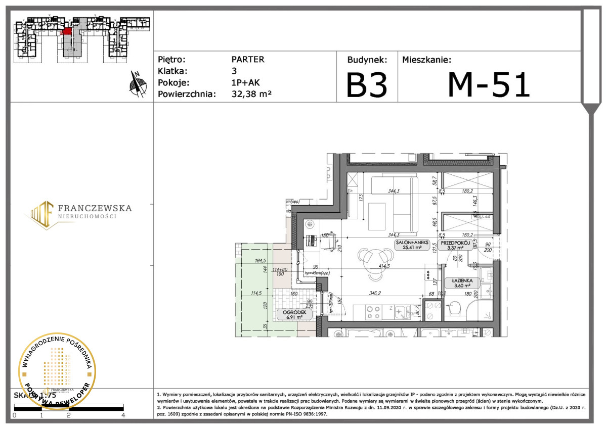 32,38 m2 mieszkanie na parterze gotowa inwestycja