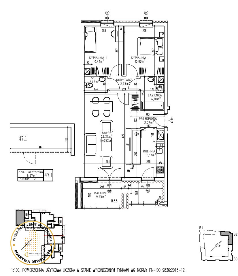 3 pokoje 64,10 m2 inwestycja zrealizowana